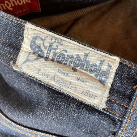 Men's The Stronghold Selvedge Slim Straight Leg Jeans with Spice Stitching 32" - Picture 7 of 10